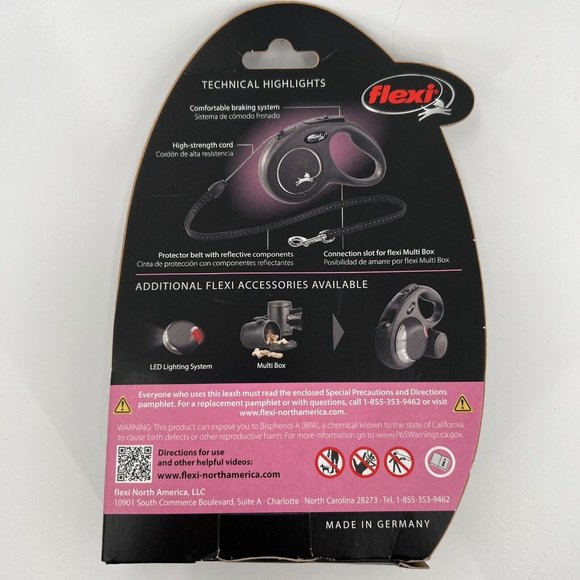 Flexi NEW Classic Dog Leash Retractable Cord for SMALL Pet 0-26 lb BLACK 16 feet - Picture 5 of 5